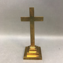 Load image into Gallery viewer, Vintage Brass Table Crucifix (10&quot; x 3.5&quot;)
