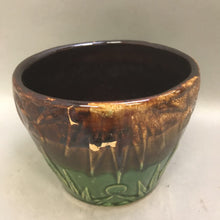 Load image into Gallery viewer, Vintage Robinson Ransbottom Pottery Sun Moon Brown Green Drip Glaze Planter (5&quot;)(As Is)
