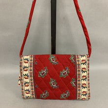 Load image into Gallery viewer, Vera Bradley Red Print Quilted Crossbody Wallet Purse (5x8&quot;)
