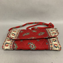 Load image into Gallery viewer, Vera Bradley Red Print Quilted Crossbody Wallet Purse (5x8&quot;)
