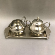 Load image into Gallery viewer, Metawa Holland Pewter Cream Pitcher &amp; Sugar Bowl w/ Tray (4.75x11x5)
