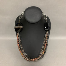 Load image into Gallery viewer, Agate Jasper Hematite Bead Layered Chain Necklace (30&quot;)
