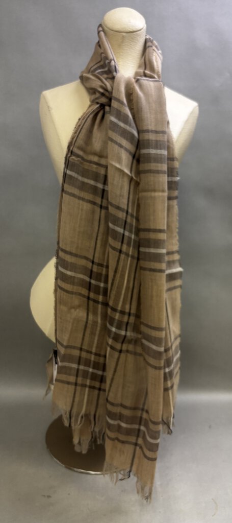 NWT Talbots Tan Wool Plaid Scarf