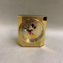 Load image into Gallery viewer, Seiko Quartz Mickey Mouse Desk Alarm Clock Tested Works Brass Gold Tone Japan (4x3x2)
