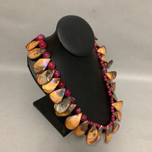 Load image into Gallery viewer, Magenta &amp; Orange Dyed Agate &amp; MOP Beaded Necklace (26&quot;)
