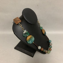 Load image into Gallery viewer, Brown &amp; Green Jasper &amp; Crystal Bead Chain Necklace (30")
