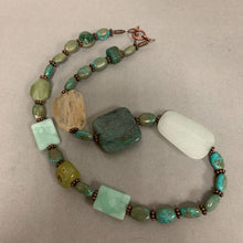 Load image into Gallery viewer, Turquoise Jade &amp; Quartz Copper Beaded Necklace (22")
