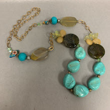 Load image into Gallery viewer, Turquoise Agate &amp; Glass Beaded Chain Necklace (32&quot;)
