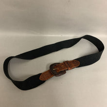 Load image into Gallery viewer, Brooks Brothers Black Cotton Webbed Brown Leather Buckle Belt sz L
