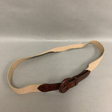 Load image into Gallery viewer, Brooks Brothers Tan Canvas Webbed Brown Leather Belt sz L

