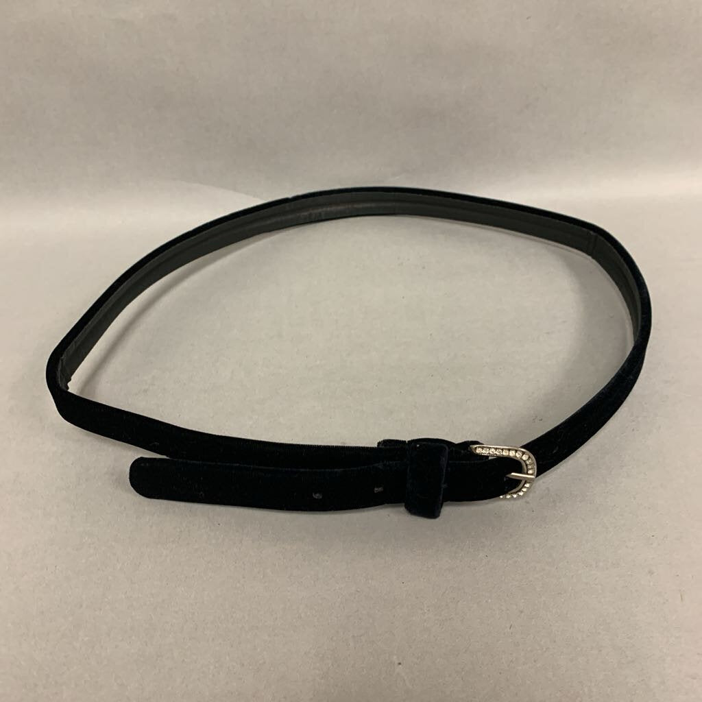 Black Velvet Rhinestone Buckle Fashion Belt (42