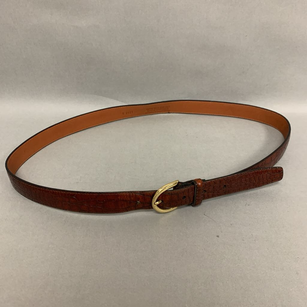 Vintage Brown Croc Leather Belt (45