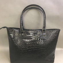 Load image into Gallery viewer, KathyVan Zeeland Black Patent Croc Weekender Tote Purse (12x20x5)
