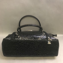 Load image into Gallery viewer, KathyVan Zeeland Black Patent Croc Weekender Tote Purse (12x20x5)
