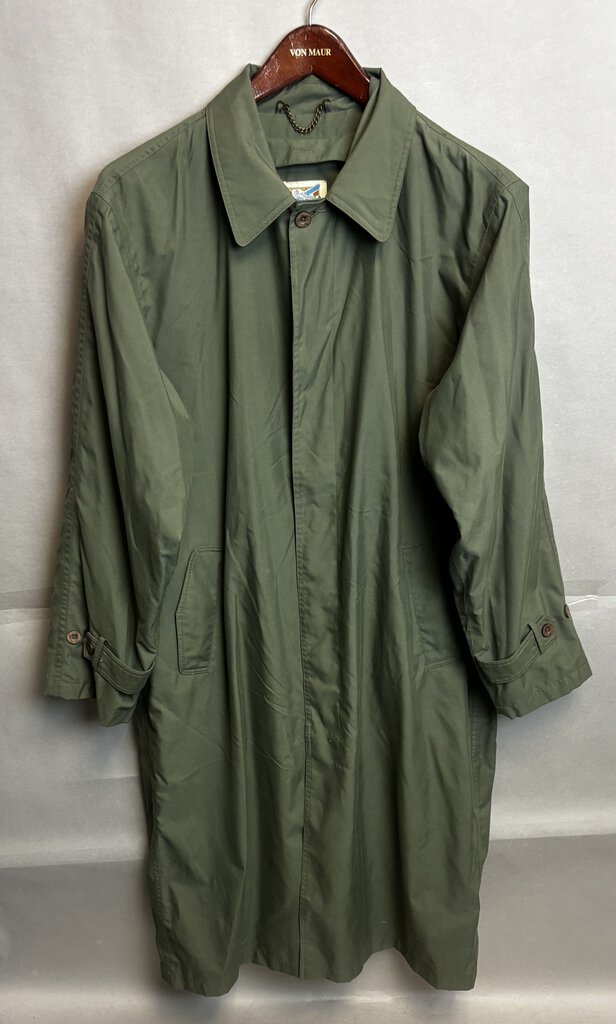 Mens TravelSmith Long Green Trench Coat Mens Long LL