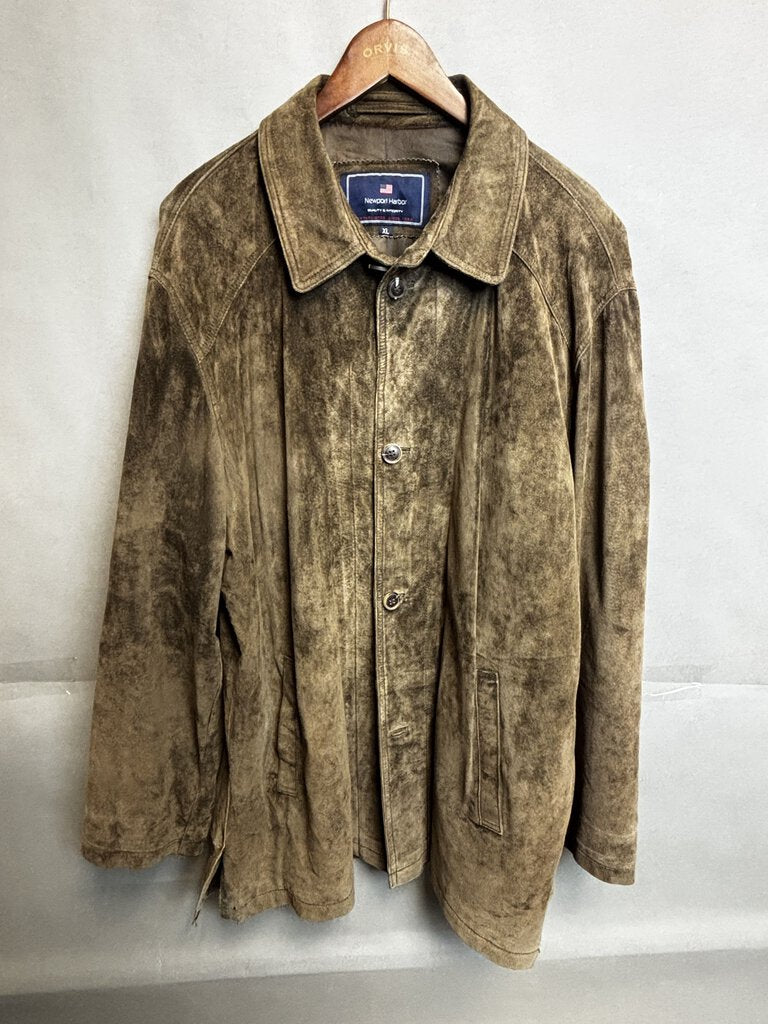 Newport Harbor Brown Suede Leather Jacket Size XL