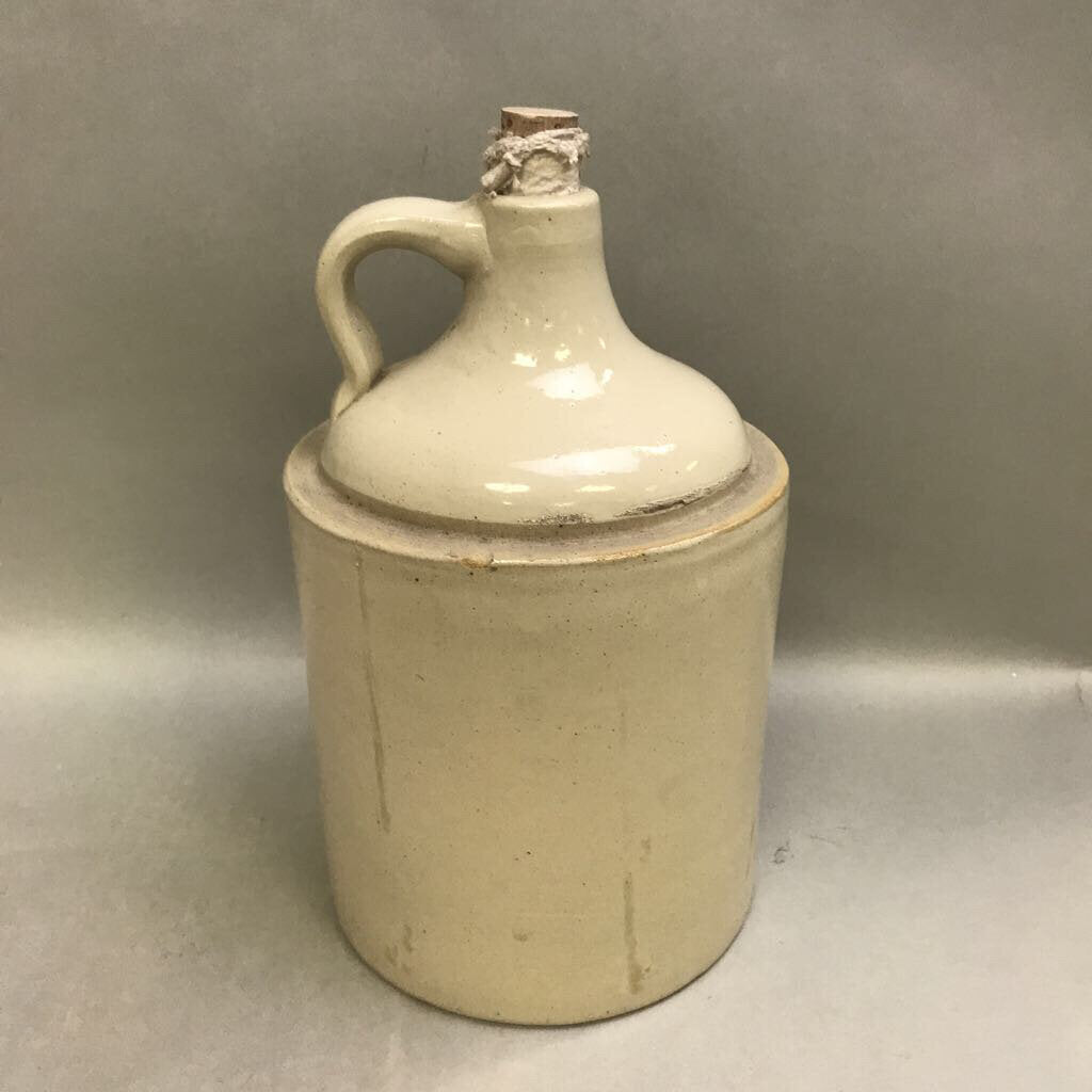 Vintage Stoneware Crock Jug Cream & Tan (12