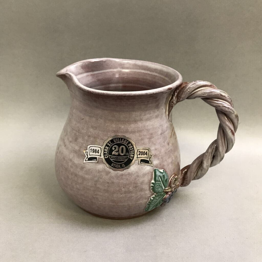 Clark St. Village Pottery, Utica IL Pottery Pitcher, Grapes (5.25