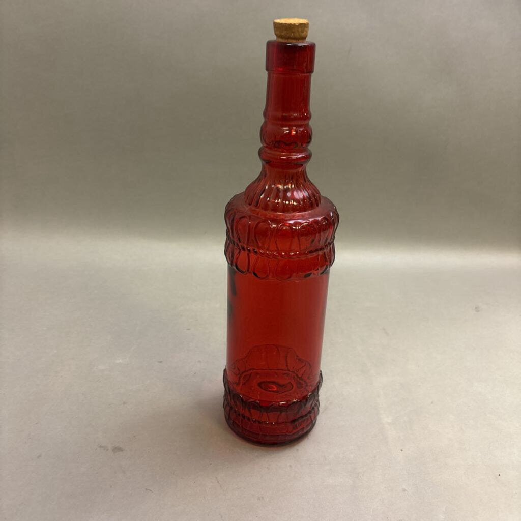 Decorative Red Glass Bottle (12