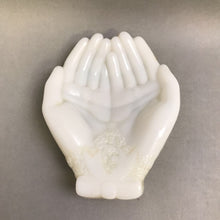 Load image into Gallery viewer, Avon Milk Glass Open Hands Jewelry / Soap Dish (7x5.5)
