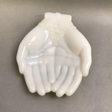 Load image into Gallery viewer, Avon Milk Glass Open Hands Jewelry / Soap Dish (7x5.5)
