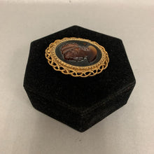 Load image into Gallery viewer, Vintage Florenza Faux Tortoise Cameo Brooch Pin (2.25&quot;)
