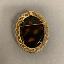 Load image into Gallery viewer, Vintage Florenza Faux Tortoise Cameo Brooch Pin (2.25&quot;)
