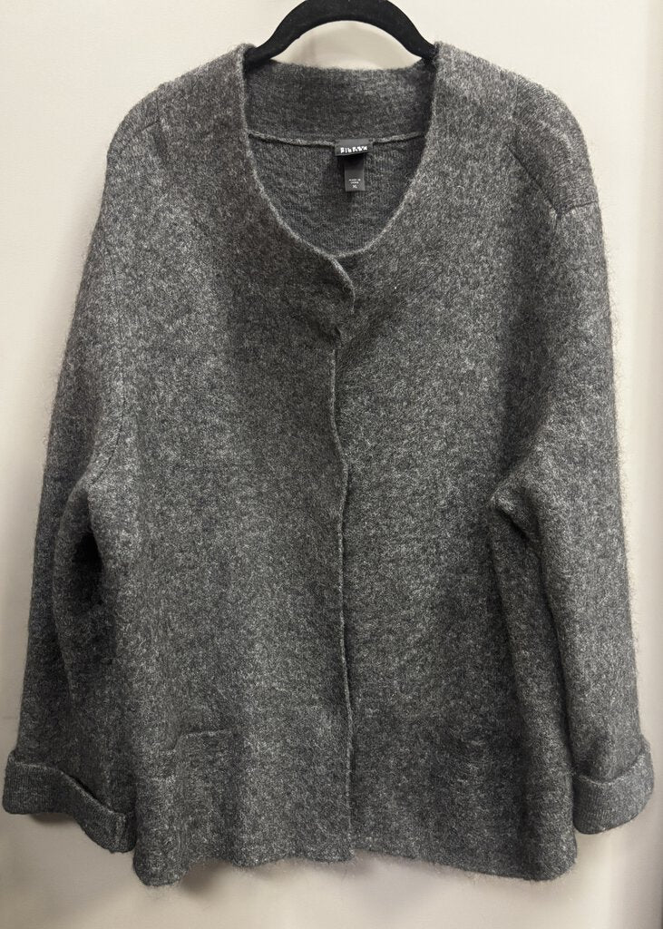 Eileen Fisher Mohair Wool Blend Gray Cardigan Size XL