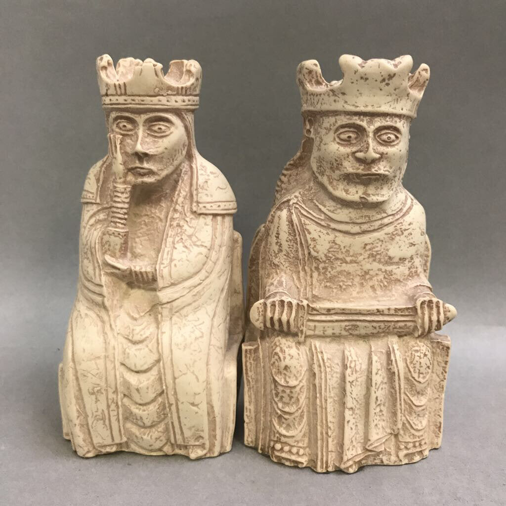 Vintage Large Isle Of Lewis Chessmen 6” King & Queen Chess Piece Rare