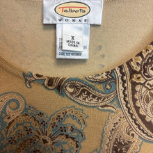 Load image into Gallery viewer, Talbots Silk Blend Brown Paisley Long Sleeve Shirt Size X
