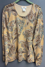 Load image into Gallery viewer, Talbots Silk Blend Brown Paisley Long Sleeve Shirt Size X
