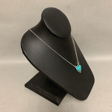 Load image into Gallery viewer, Mooncalf Handmade Silvertone Faux Turquoise Heart Necklace (21&quot;)
