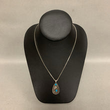 Load image into Gallery viewer, Mooncalf Handmade Silvertone Turquoise Enamel Necklace (20&quot;)
