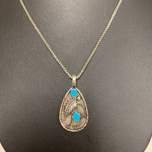Load image into Gallery viewer, Mooncalf Handmade Silvertone Turquoise Enamel Necklace (20&quot;)
