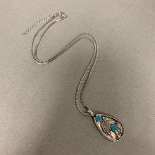 Load image into Gallery viewer, Mooncalf Handmade Silvertone Turquoise Enamel Necklace (20")

