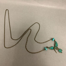 Load image into Gallery viewer, Mooncalf Handmade Bronze Turquoise Hummingbird Necklace (30")

