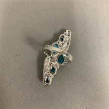 Load image into Gallery viewer, Mooncalf Handmade Silvertone Faux Turquoise Ring sz 9
