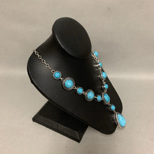 Load image into Gallery viewer, Mooncalf Handmade Faux Turquoise Silvertone Statement Necklace (25&quot;)
