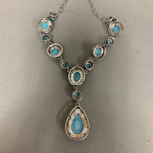 Load image into Gallery viewer, Mooncalf Handmade Faux Turquoise Silvertone Statement Necklace (25&quot;)
