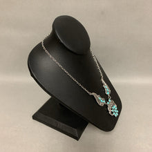 Load image into Gallery viewer, Mooncalf Handmade Faux Turquoise Feather Blossom Necklace (21&quot;)
