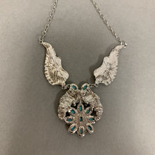Load image into Gallery viewer, Mooncalf Handmade Faux Turquoise Feather Blossom Necklace (21&quot;)
