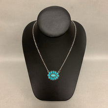 Load image into Gallery viewer, Mooncalf Handmade Faux Turquoise Blossom Cluster Silvertone Necklace (21")

