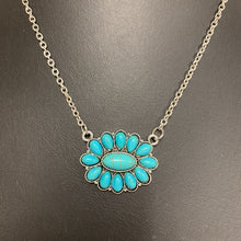 Load image into Gallery viewer, Mooncalf Handmade Faux Turquoise Blossom Cluster Silvertone Necklace (21&quot;)
