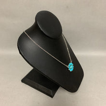 Load image into Gallery viewer, Mooncalf Handmade Faux Turquoise Blossom Cluster Silvertone Necklace (21")
