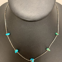Load image into Gallery viewer, Sterling Turquoise Chunk Satellite Choker Necklace (15&quot;)
