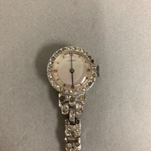 Load image into Gallery viewer, Vintage Leora Silvertone Paste Stone Pocket Watch Brooch Pin As-Is Not Working (2.5")

