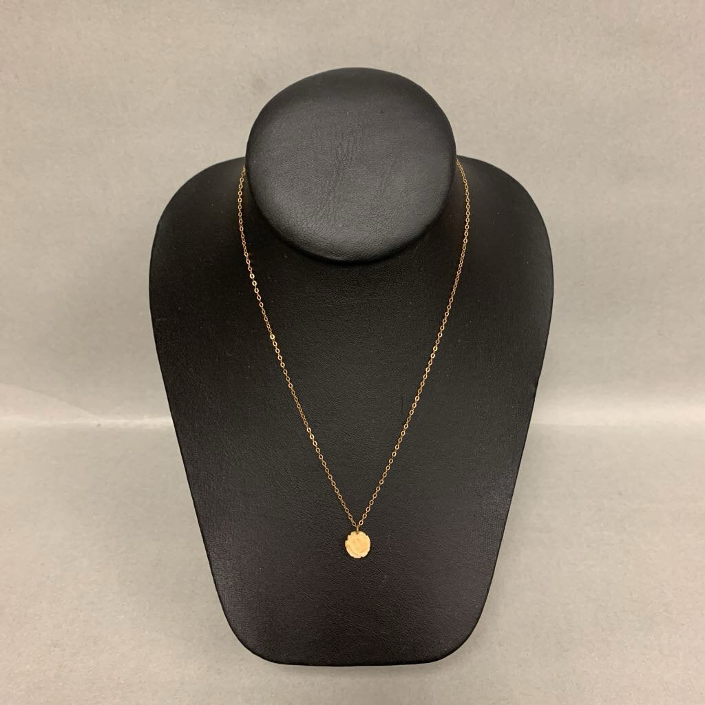 Vintage 12K Gold Filled Carved Bone Rose Necklace (16