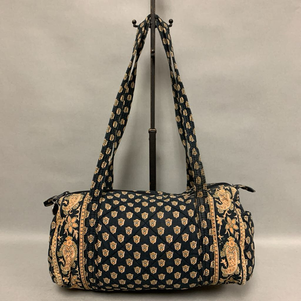 Black & Yellow Print Quilted Shoulder Bag Purse (10x13
