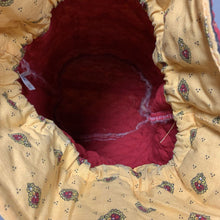 Load image into Gallery viewer, Yellow &amp; Maroon Print Quilted Drawstring Purse (14x12x6&quot;)
