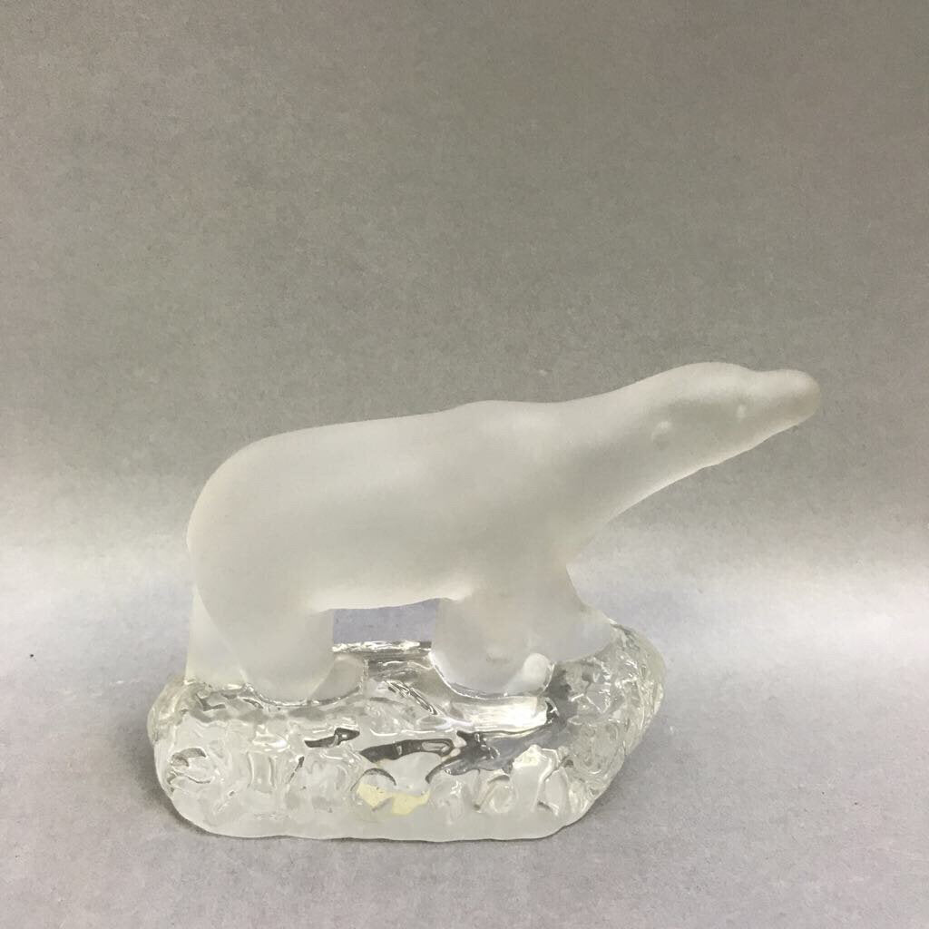 Hand Made Frosted Crystal Bear Sculpture on A Cube of Ice (3x5)